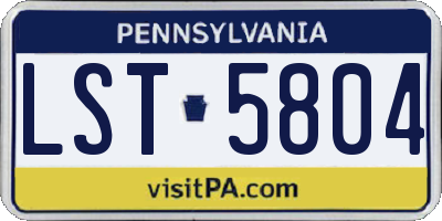 PA license plate LST5804