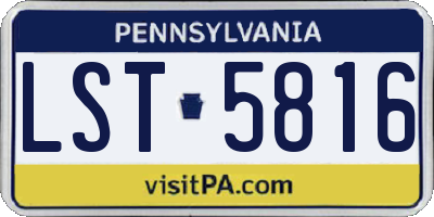 PA license plate LST5816