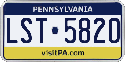 PA license plate LST5820