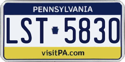 PA license plate LST5830