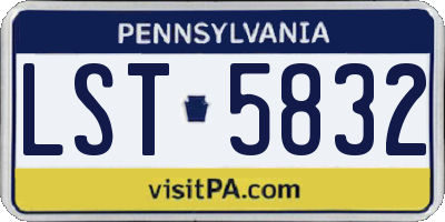 PA license plate LST5832