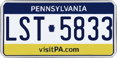 PA license plate LST5833