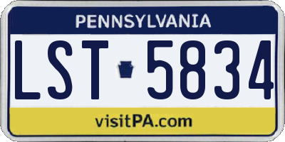 PA license plate LST5834