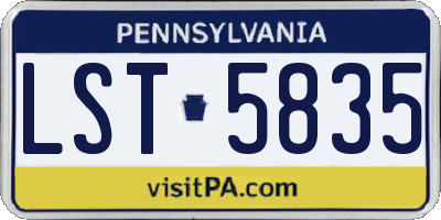 PA license plate LST5835