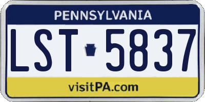 PA license plate LST5837