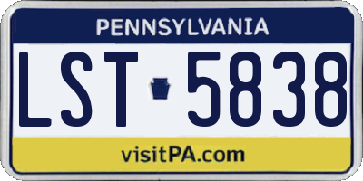 PA license plate LST5838