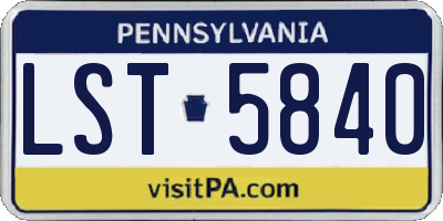 PA license plate LST5840