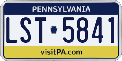 PA license plate LST5841