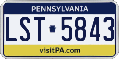 PA license plate LST5843