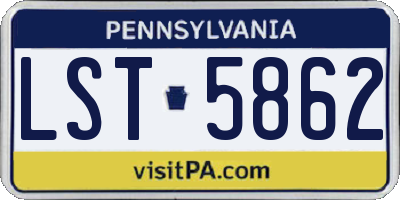 PA license plate LST5862