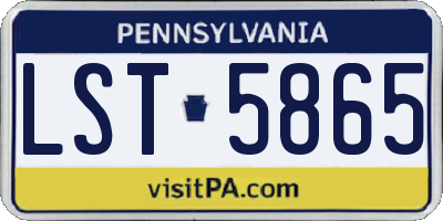 PA license plate LST5865