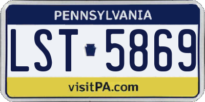 PA license plate LST5869