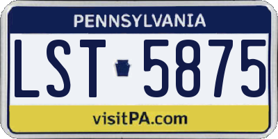 PA license plate LST5875