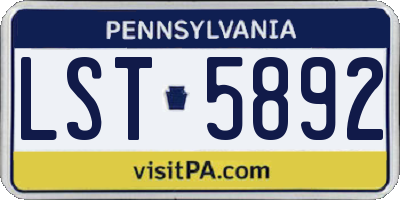 PA license plate LST5892