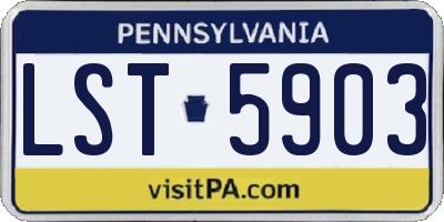 PA license plate LST5903