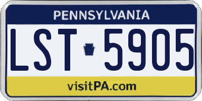 PA license plate LST5905