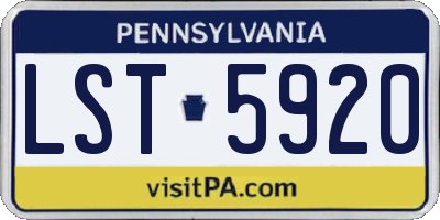 PA license plate LST5920