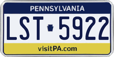 PA license plate LST5922