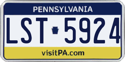 PA license plate LST5924