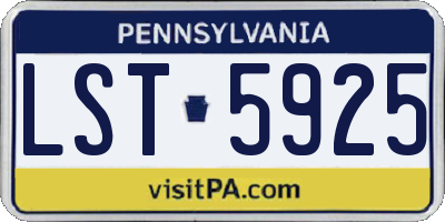 PA license plate LST5925