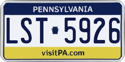 PA license plate LST5926