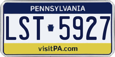 PA license plate LST5927