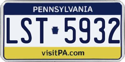 PA license plate LST5932