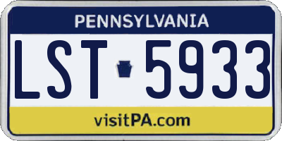 PA license plate LST5933