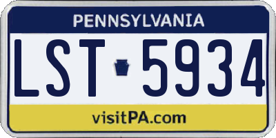 PA license plate LST5934
