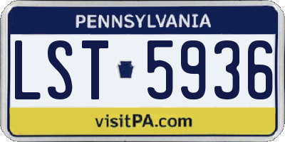 PA license plate LST5936