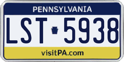 PA license plate LST5938