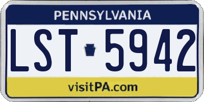 PA license plate LST5942