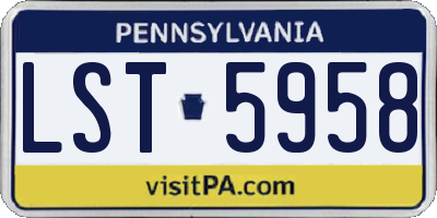 PA license plate LST5958