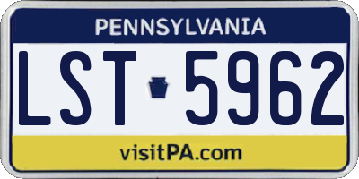 PA license plate LST5962