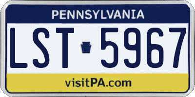PA license plate LST5967