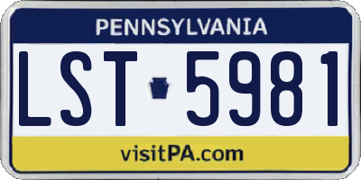 PA license plate LST5981