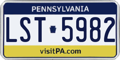 PA license plate LST5982