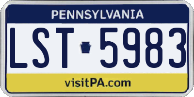 PA license plate LST5983