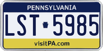 PA license plate LST5985