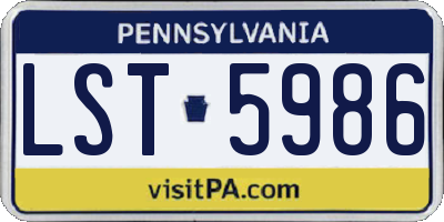 PA license plate LST5986