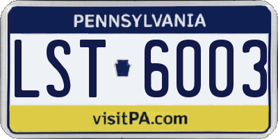 PA license plate LST6003