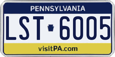 PA license plate LST6005