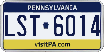 PA license plate LST6014
