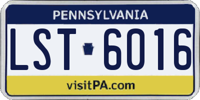 PA license plate LST6016