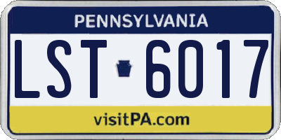 PA license plate LST6017