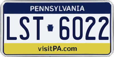 PA license plate LST6022