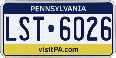 PA license plate LST6026
