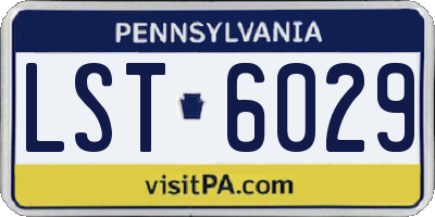 PA license plate LST6029
