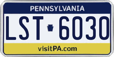 PA license plate LST6030