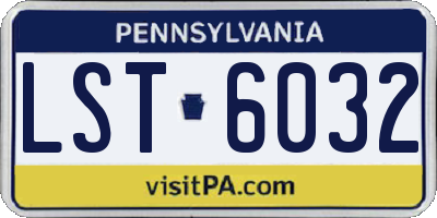 PA license plate LST6032